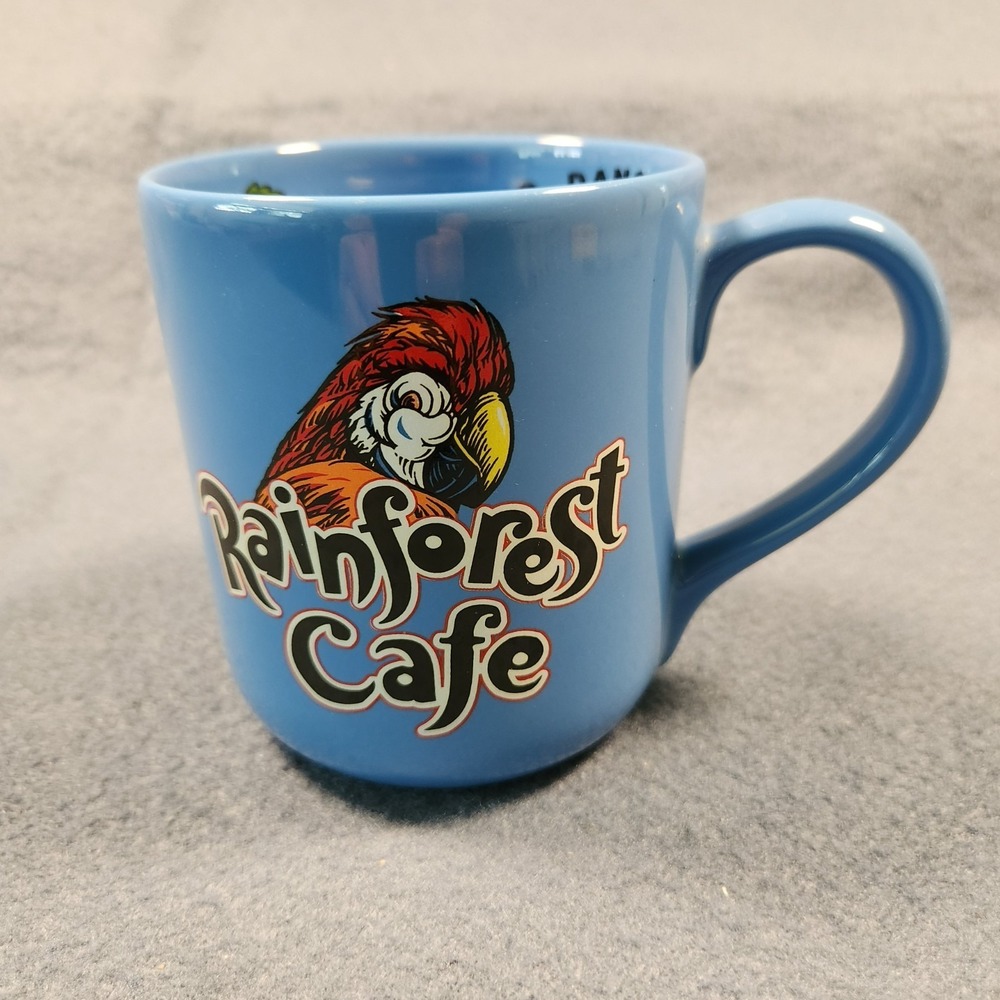 Rainforest Cafe Rio Vintage Large Coffee Mug‎ Cup Blue Parrot Passion Dance
